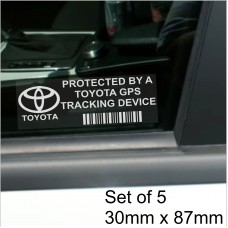 5 x TOYOTA GPS Tracking Device Security WINDOW Stickers 87x30mm-Avensis,Yaris,Corolla,RAV4,Prius-Car,Van Alarm Tracker